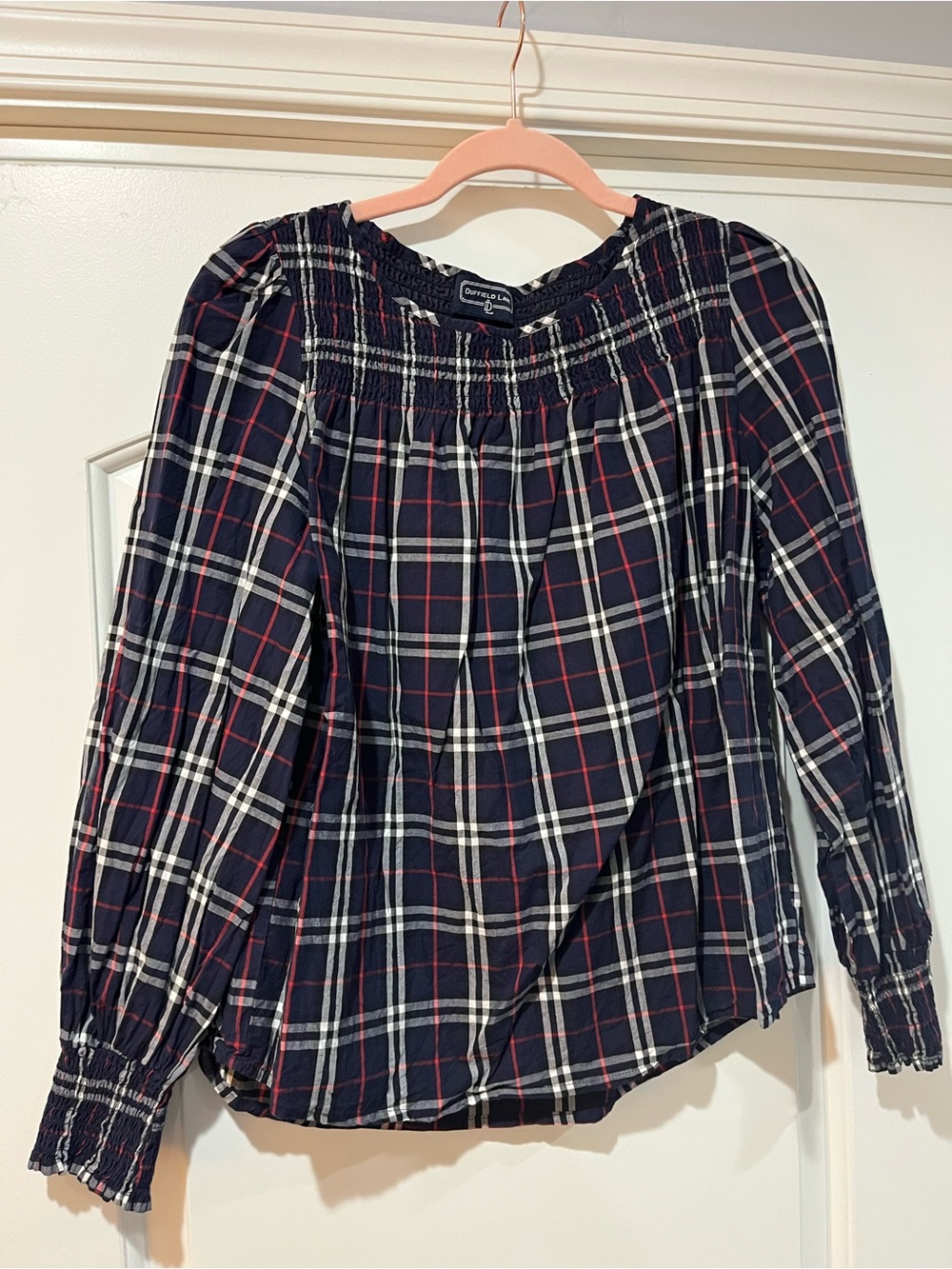 Plaid smocked top